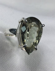 A Large Green Amethyst (Prasiolite ) and Silver Ring