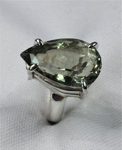 A Large Green Amethyst (Prasiolite ) and Silver Ring