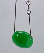 Natural Green Jade Pendant Including the Solid Silver Chain