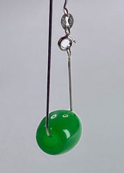 Natural Green Jade Pendant Including the Solid Silver Chain