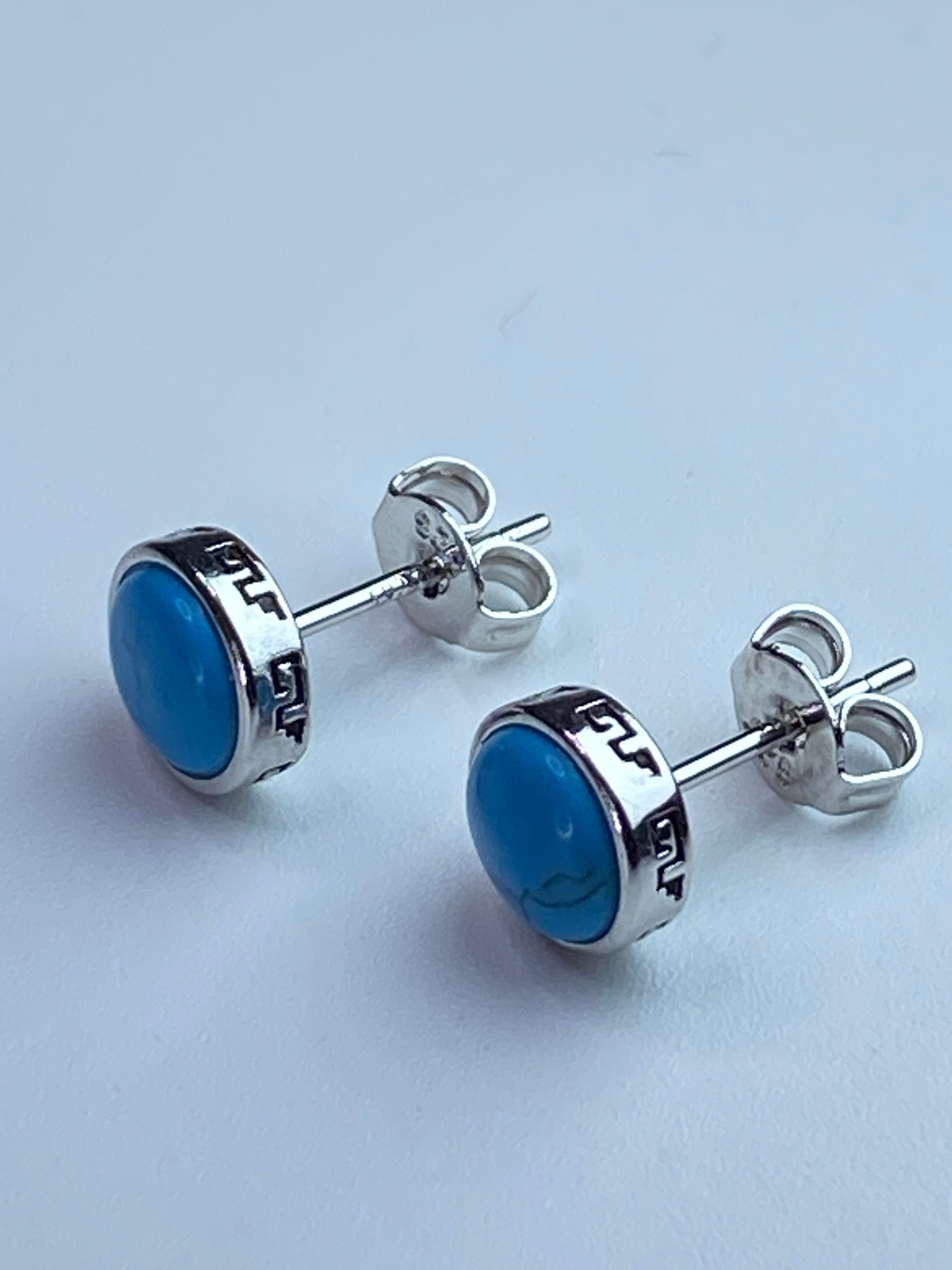 Turquoise and Silver Stud Earrings