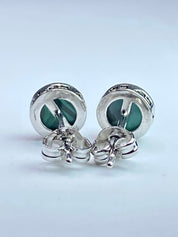 Malachite Silver Stud Round Earrings