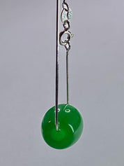 Natural Green Jade Pendant Including the Solid Silver Chain
