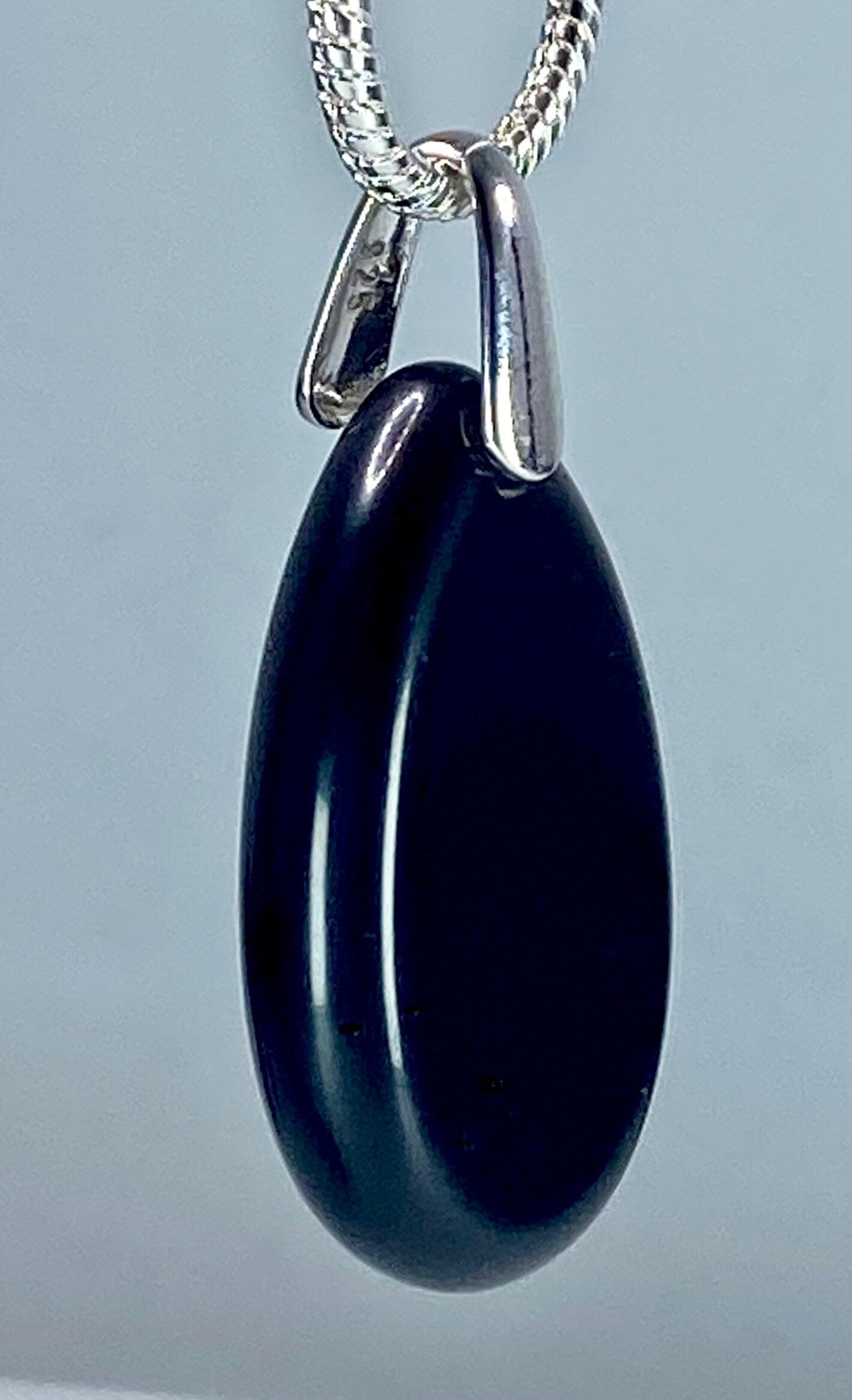 Black Polished Tourmaline Teardrop Pendant