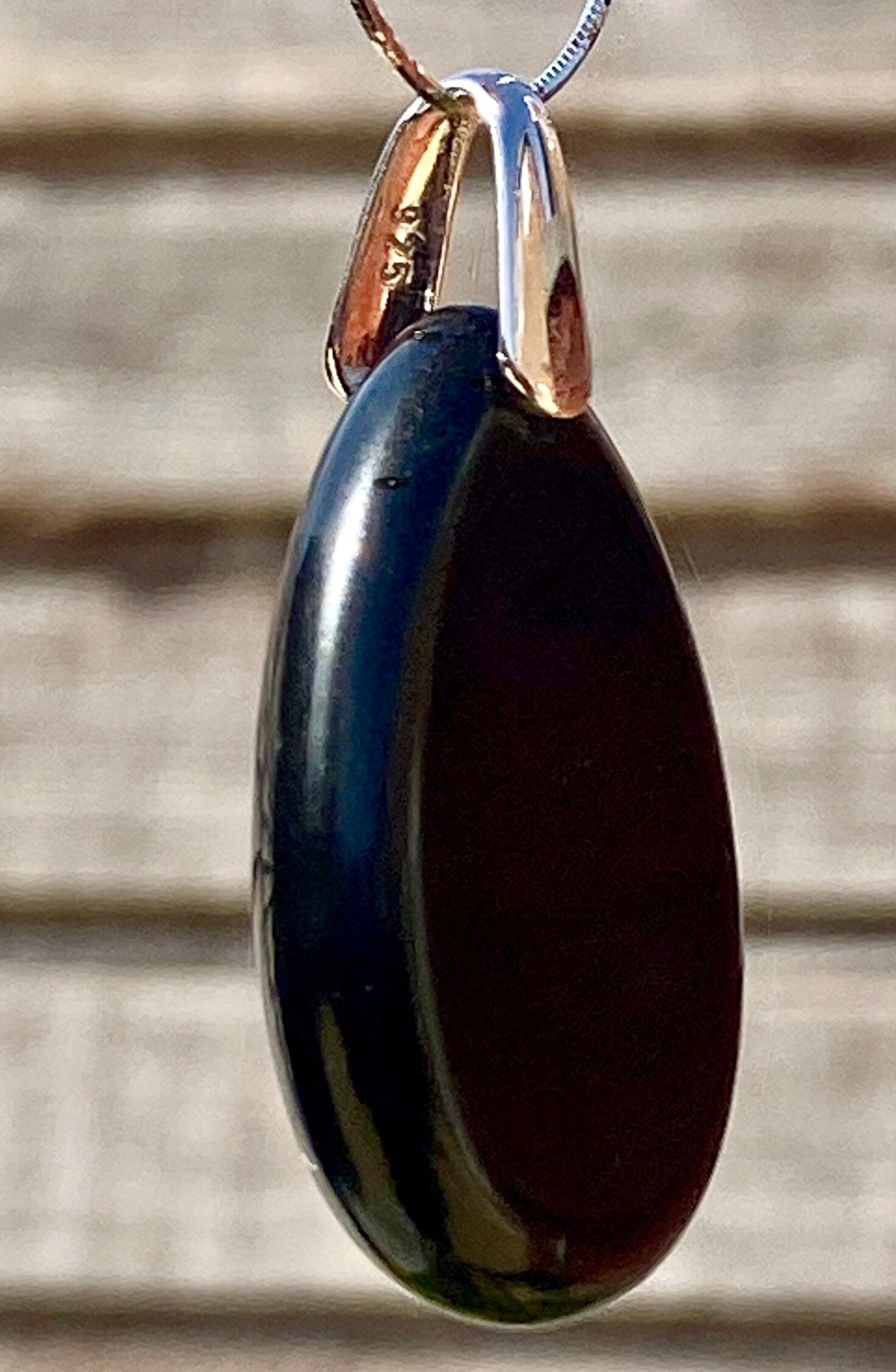 Black Polished Tourmaline Teardrop Pendant