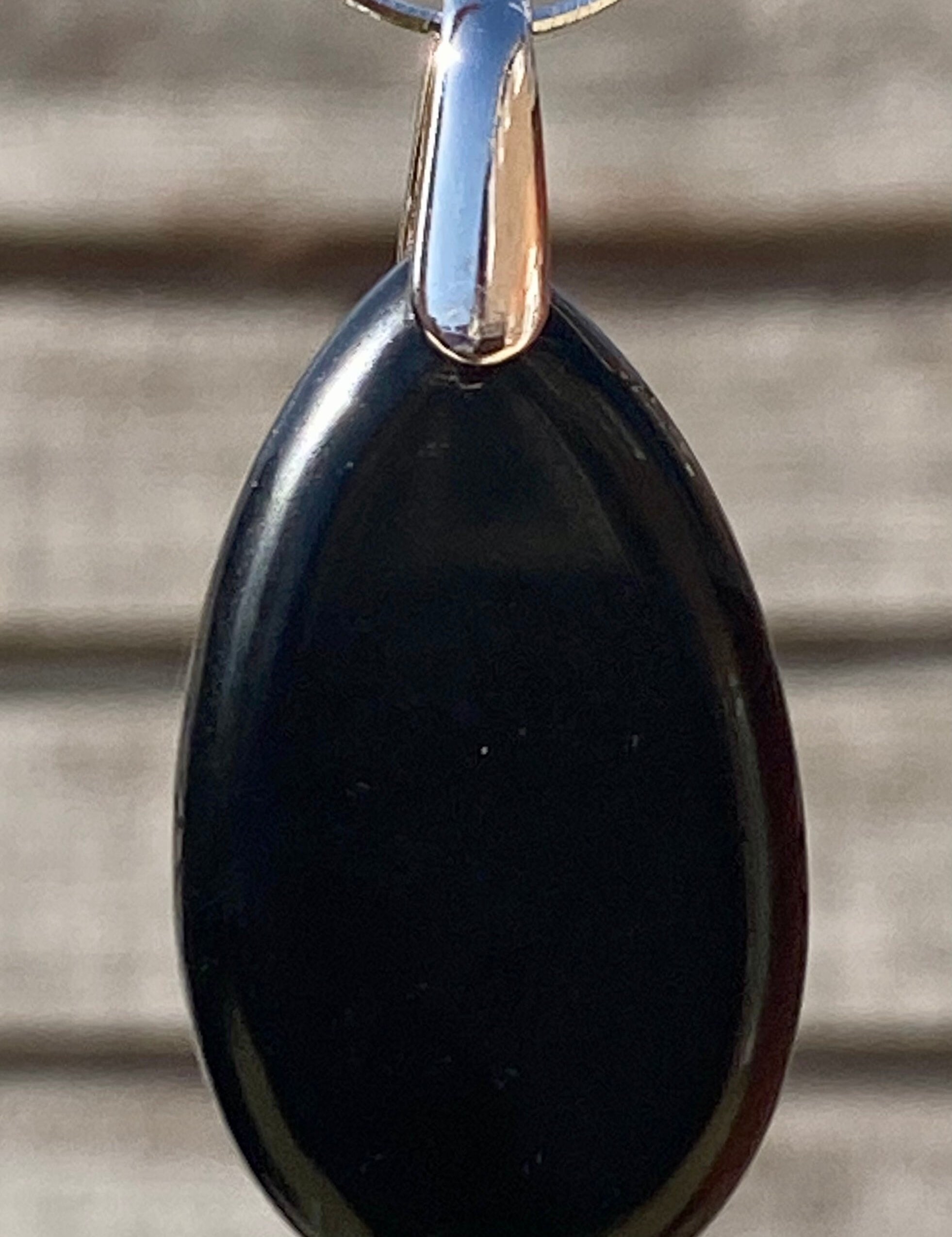 Black Polished Tourmaline Teardrop Pendant