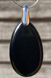 Black Polished Tourmaline Teardrop Pendant