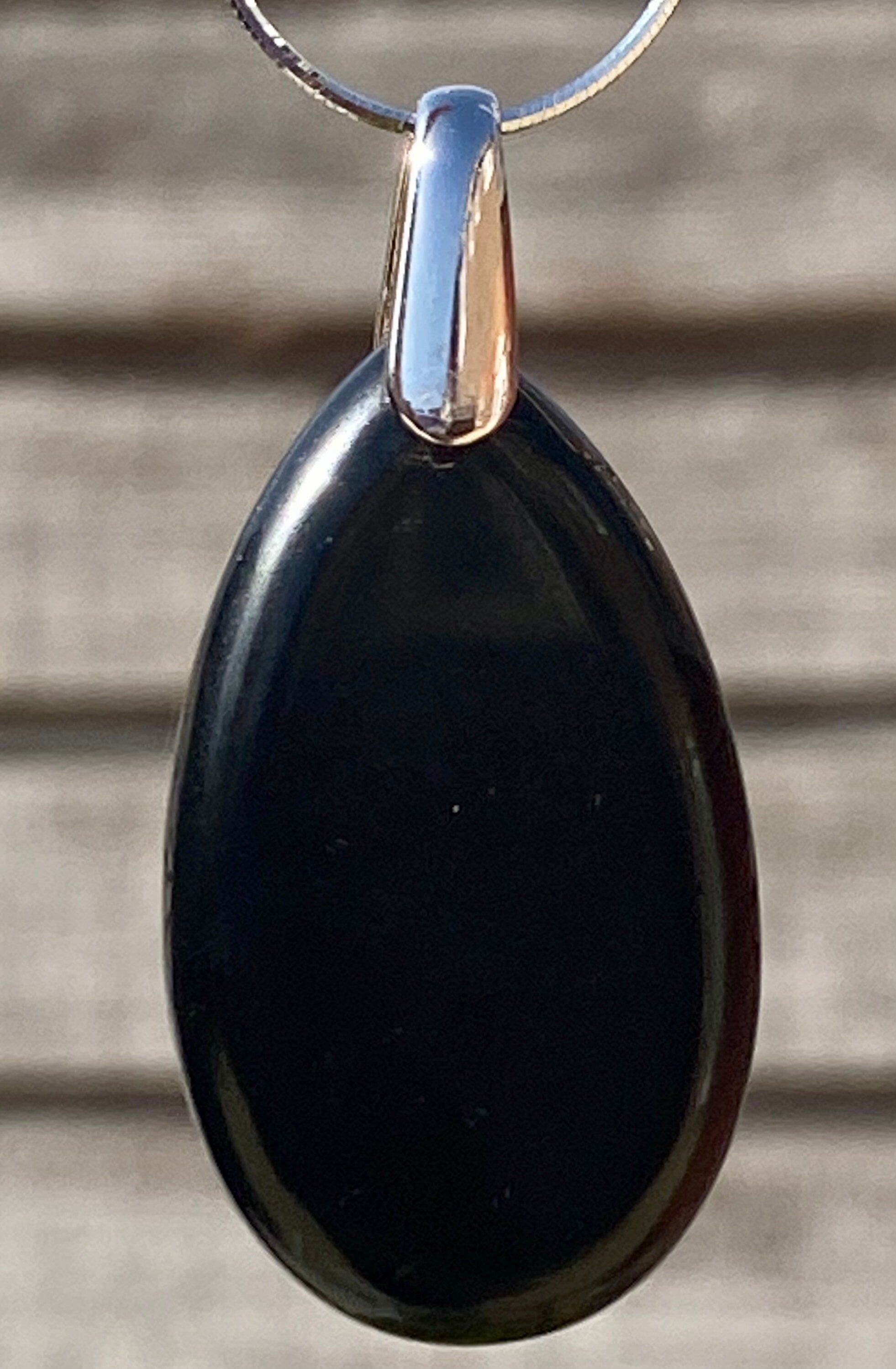 Black Polished Tourmaline Teardrop Pendant