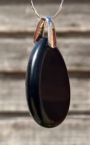 Black Polished Tourmaline Teardrop Pendant