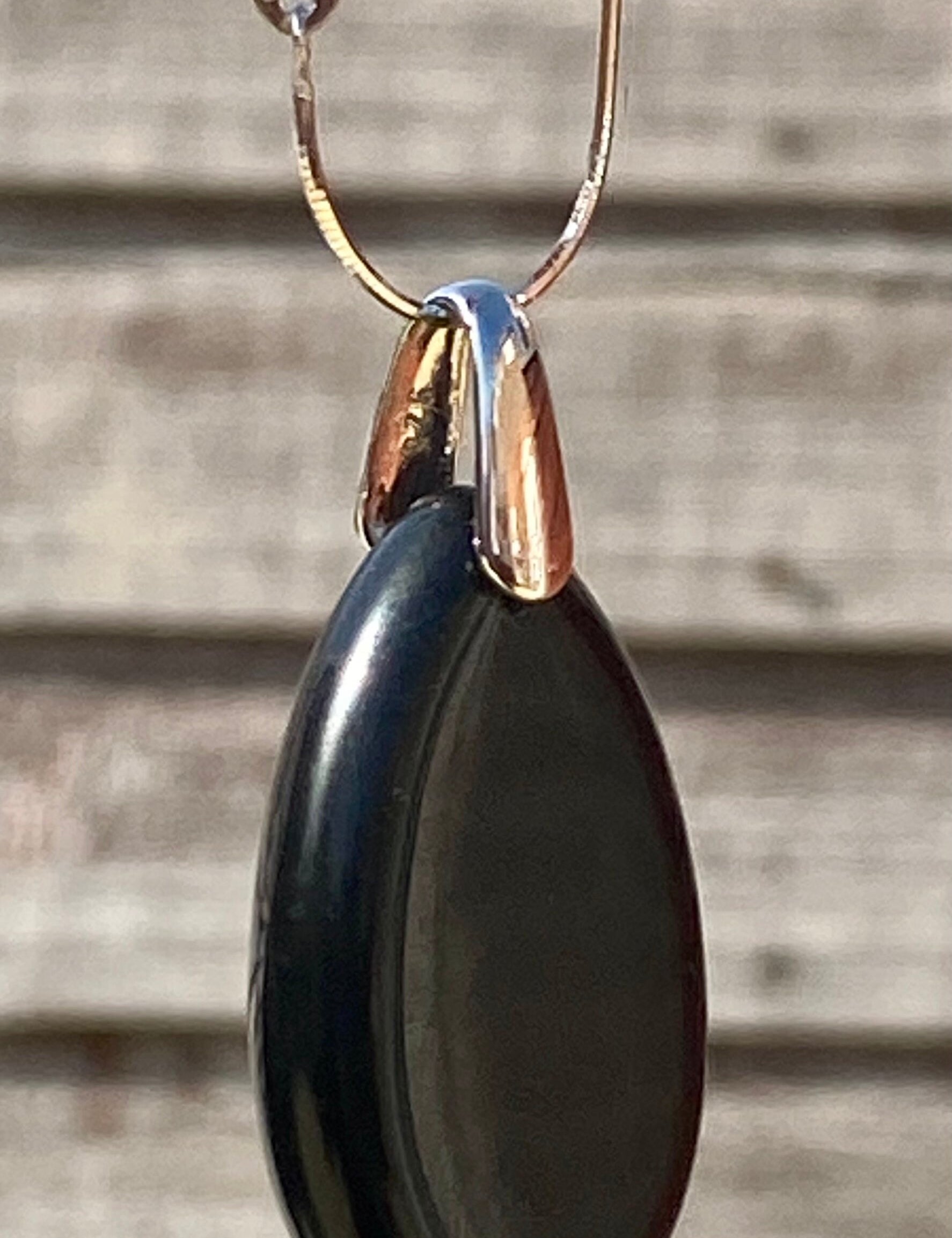 Black Polished Tourmaline Teardrop Pendant