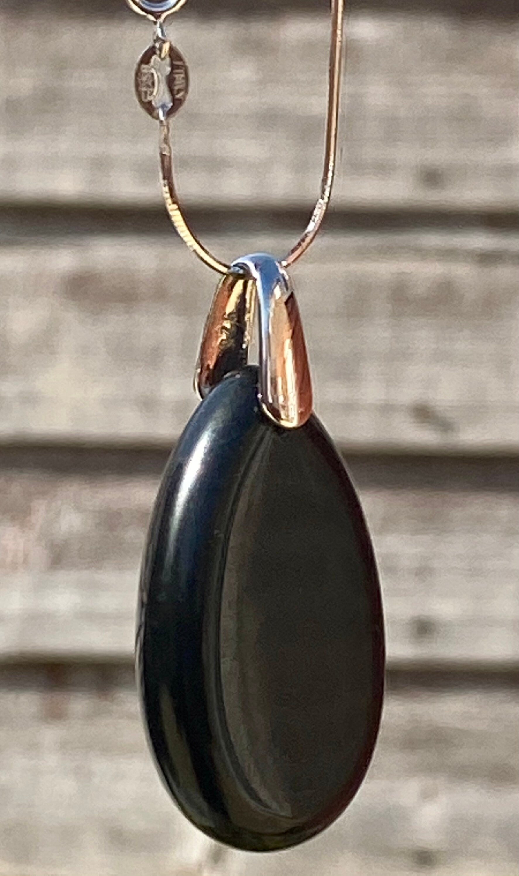 Black Polished Tourmaline Teardrop Pendant