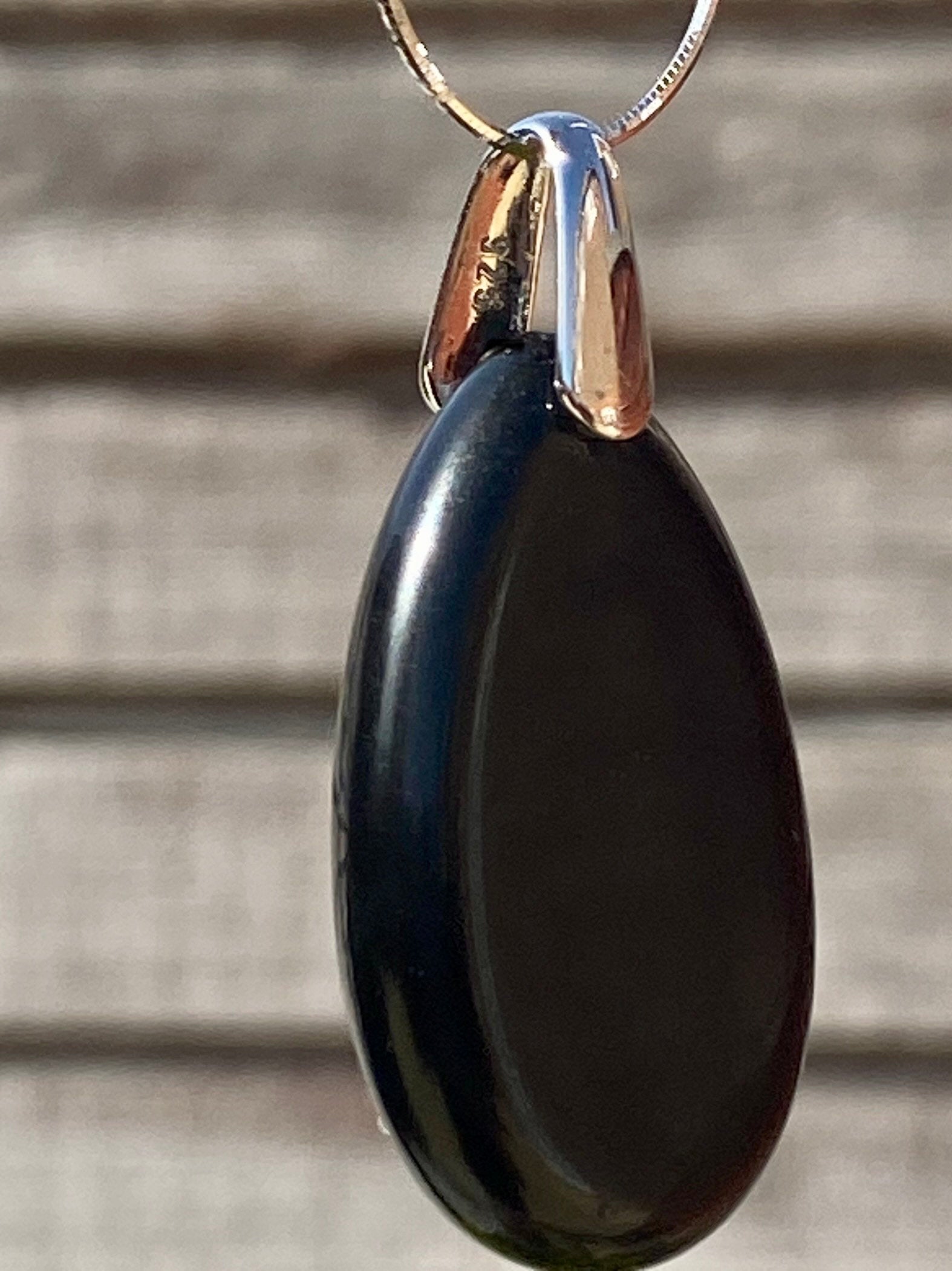 Black Polished Tourmaline Teardrop Pendant