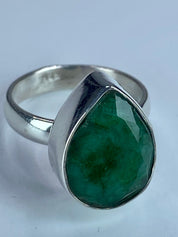 Raw Emerald and Silver Ring (F)