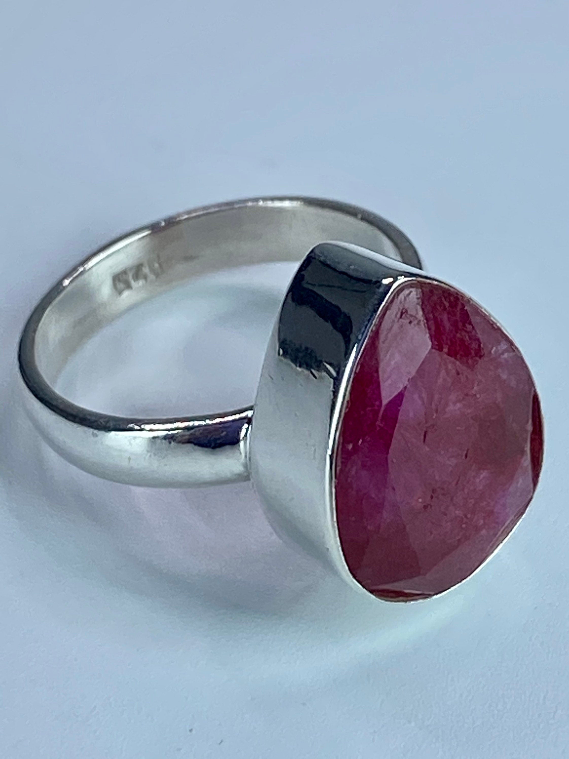 Raw Ruby and Silver Ring (F)