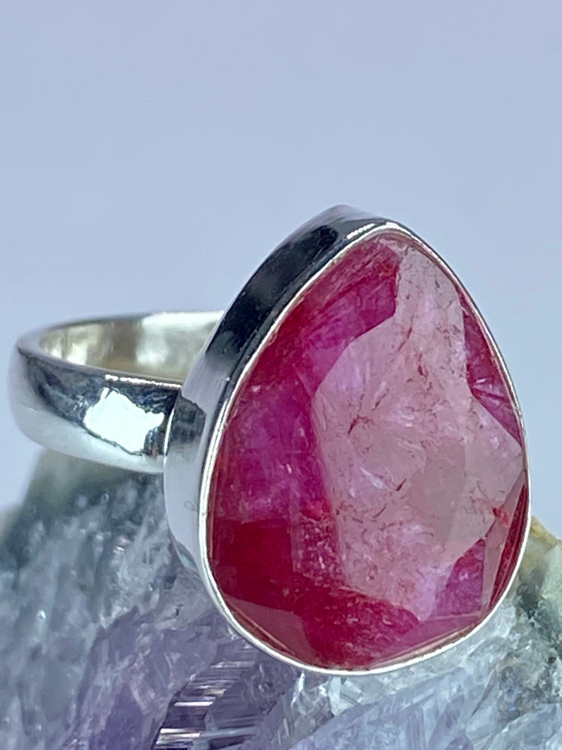 Raw Ruby and Silver Ring (F)