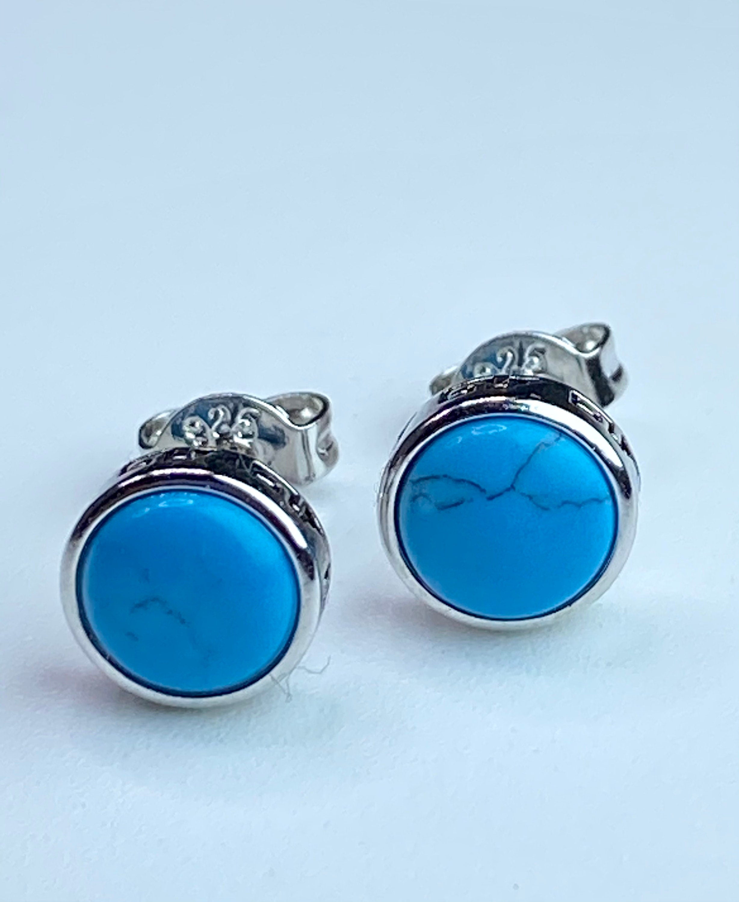 Turquoise and Silver Stud Earrings