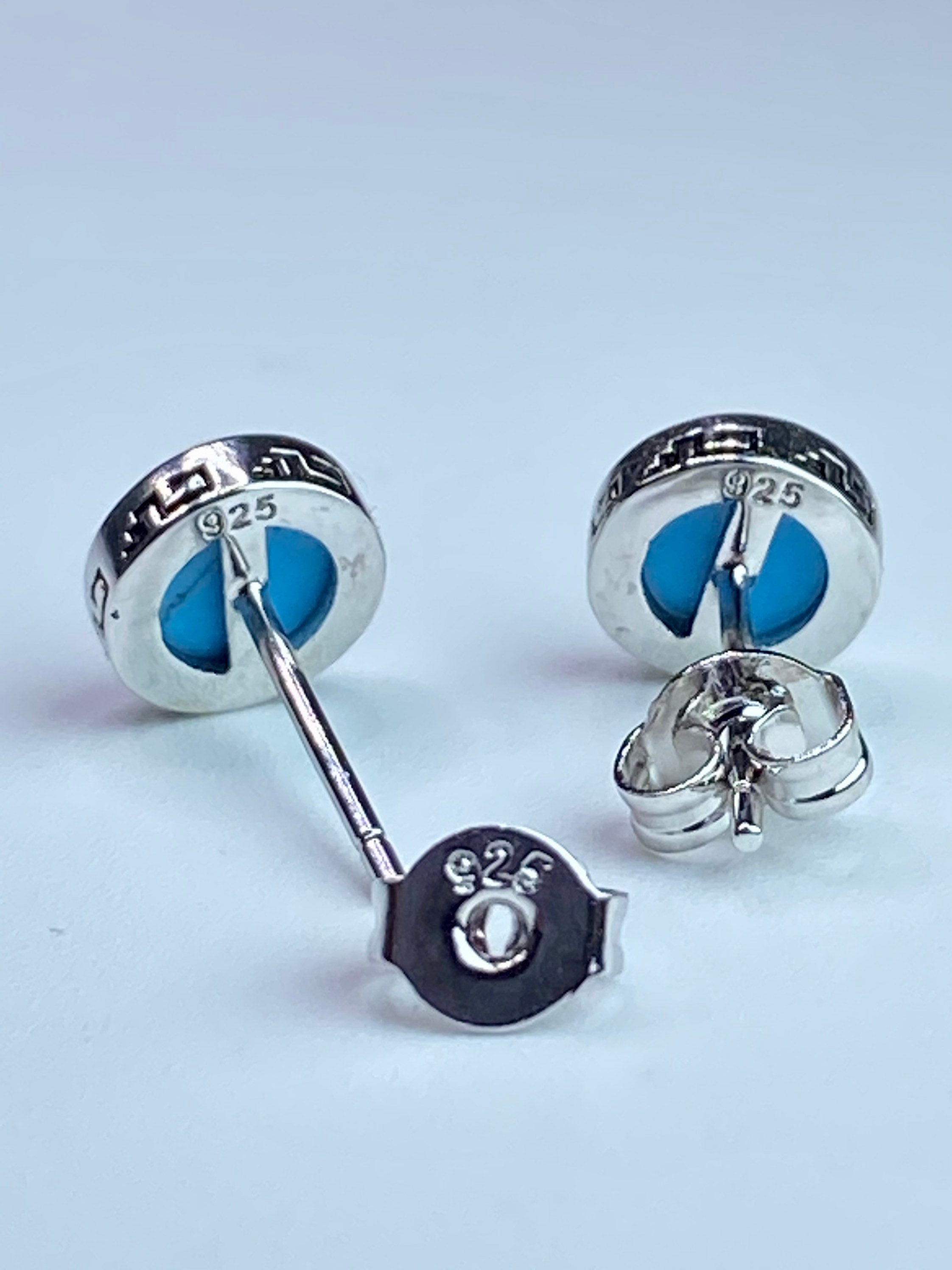 Turquoise and Silver Stud Earrings