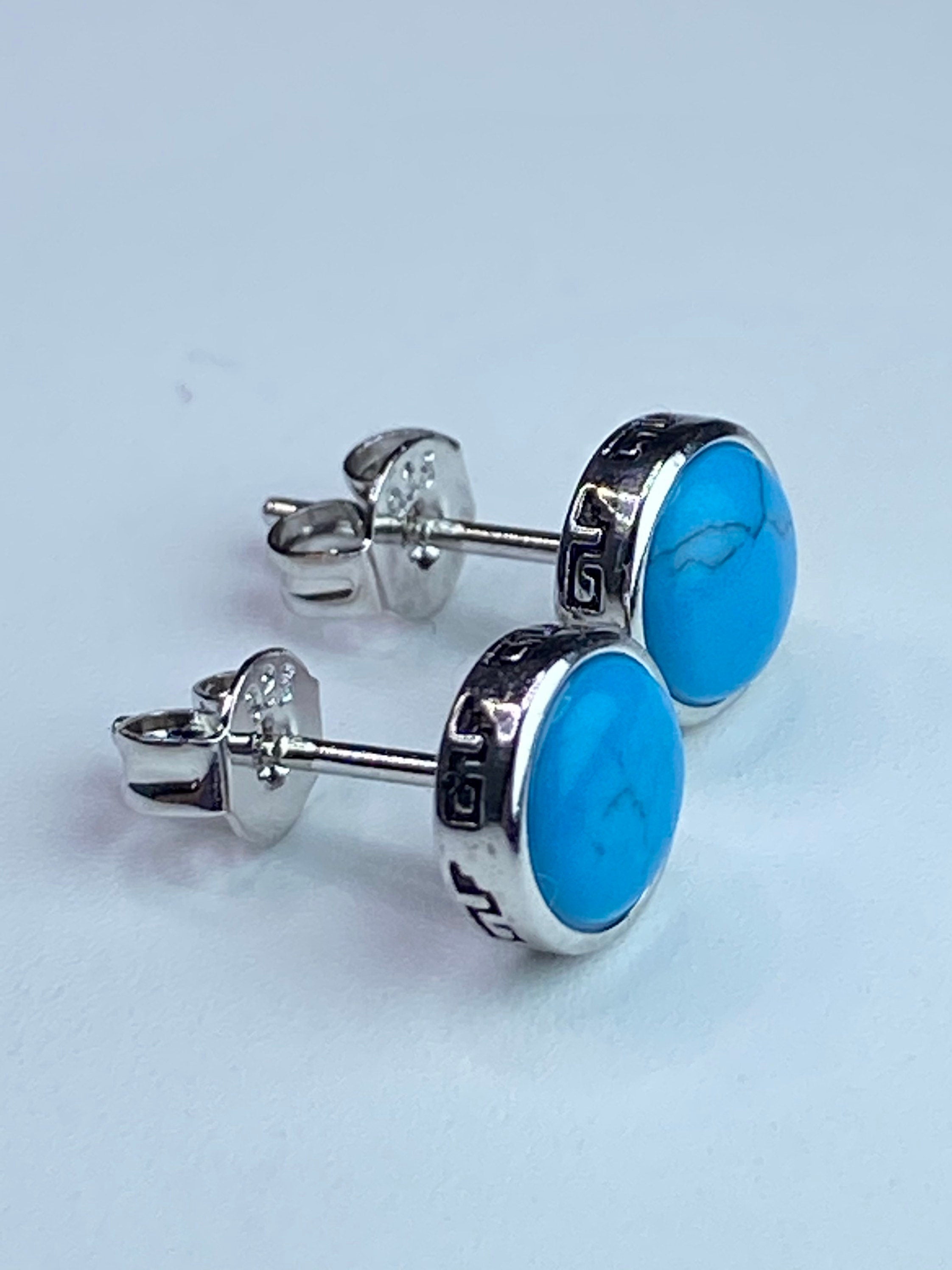 Turquoise and Silver Stud Earrings