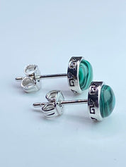 Malachite Silver Stud Earrings