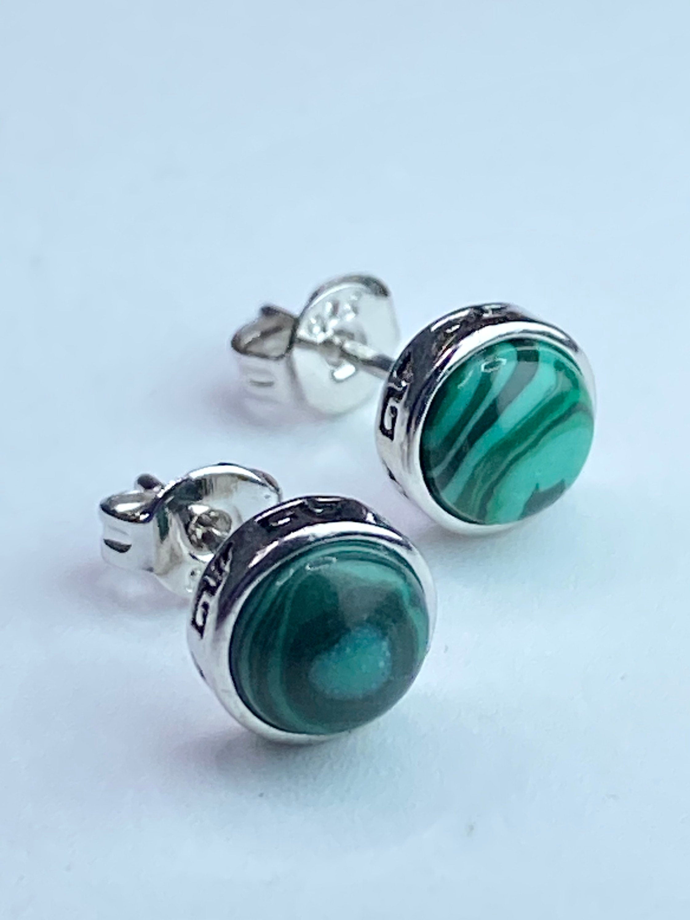 Malachite Silver Stud Earrings