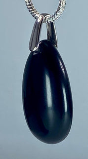 Black Polished Tourmaline Teardrop Pendant