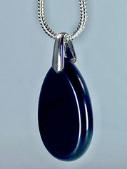 Black Polished Tourmaline Teardrop Pendant