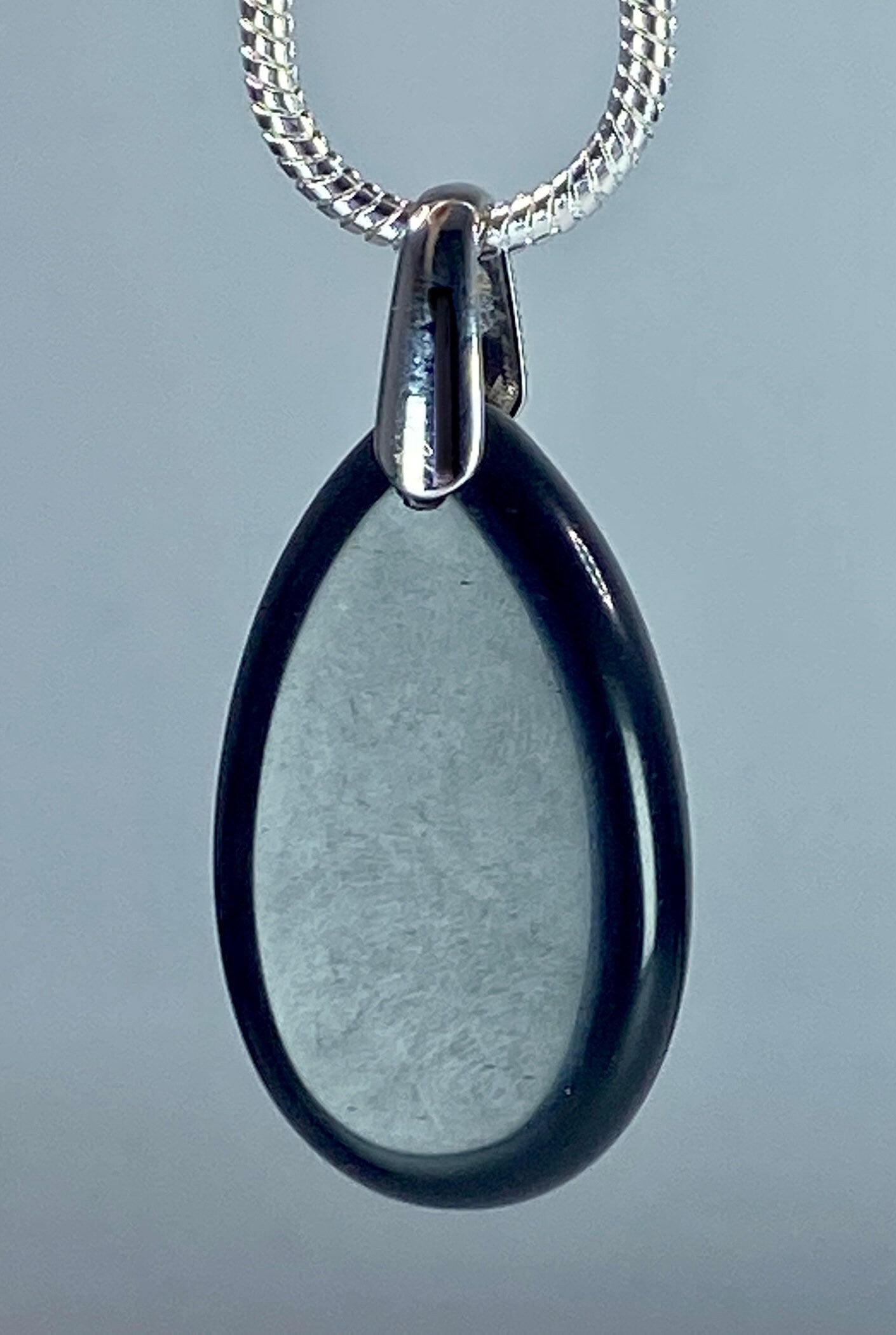 Black Polished Tourmaline Teardrop Pendant