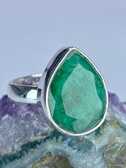 Raw Emerald and Silver Ring (F)