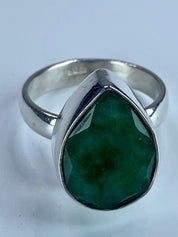 Raw Emerald and Silver Ring (F)