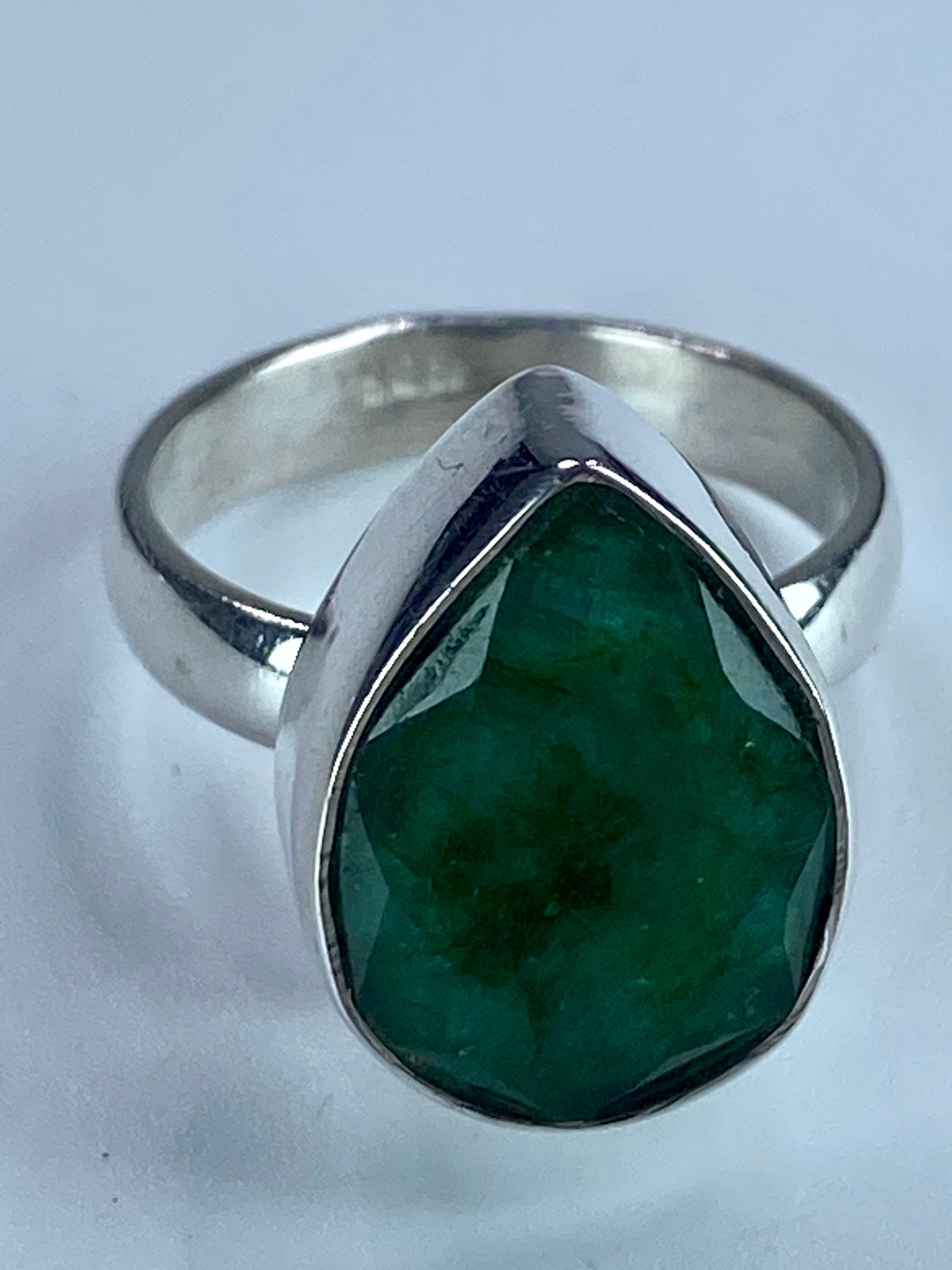 Raw Emerald and Silver Ring (F)