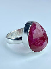 Raw Ruby and Silver Ring (F)