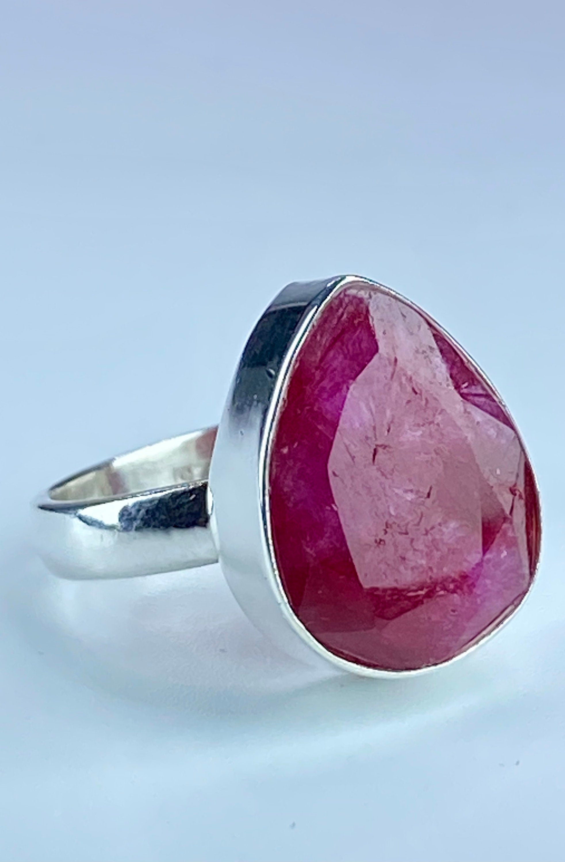 Raw Ruby and Silver Ring (F)