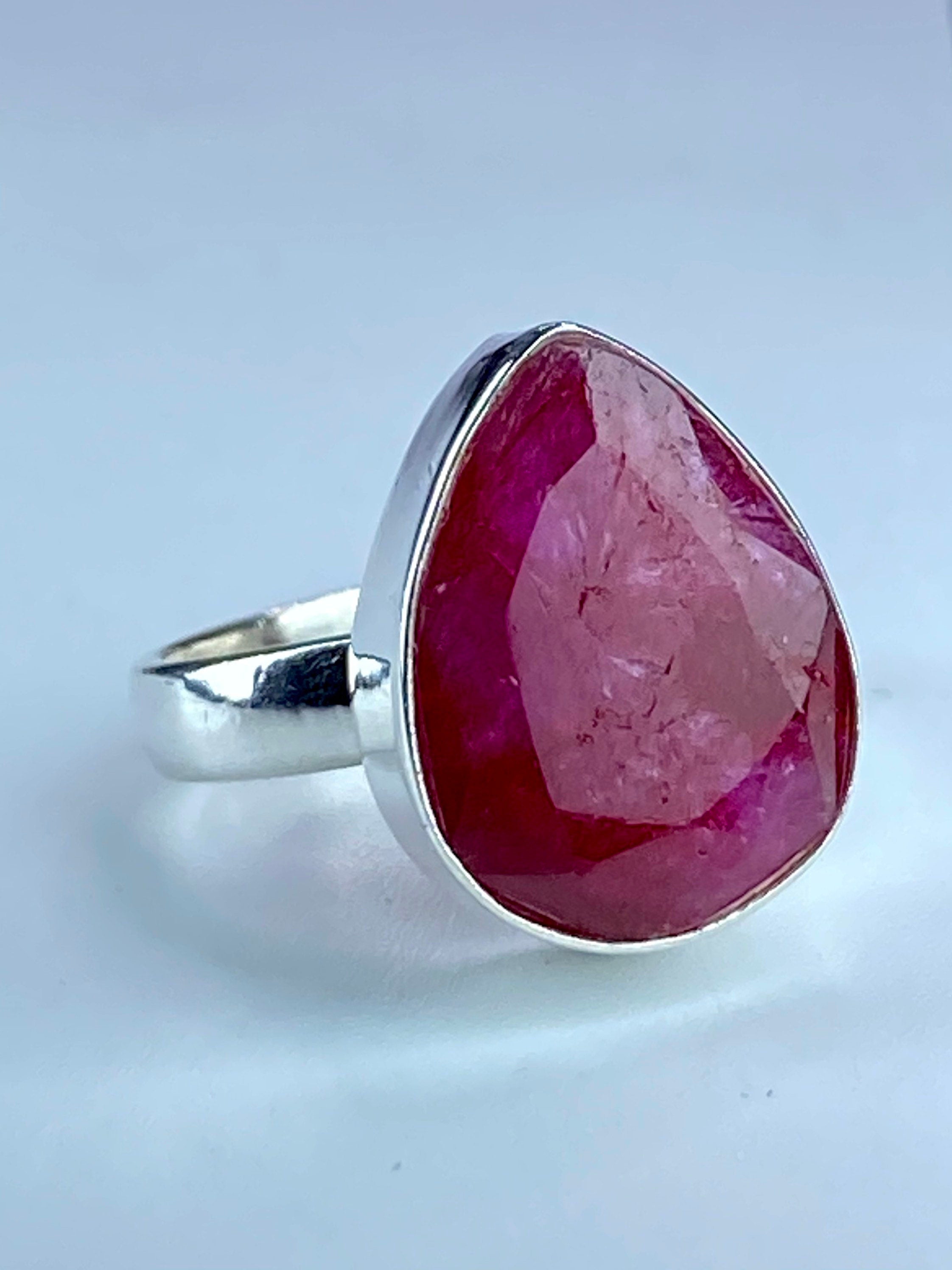 Raw Ruby and Silver Ring (F)