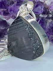 Natural Black Tourmaline and Silver Pendant(F)