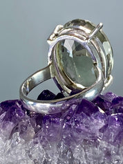 Green Amethyst (Prasiolite) and Silver Ring