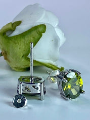 Oval Peridot Sterling Silver Stud Earrings