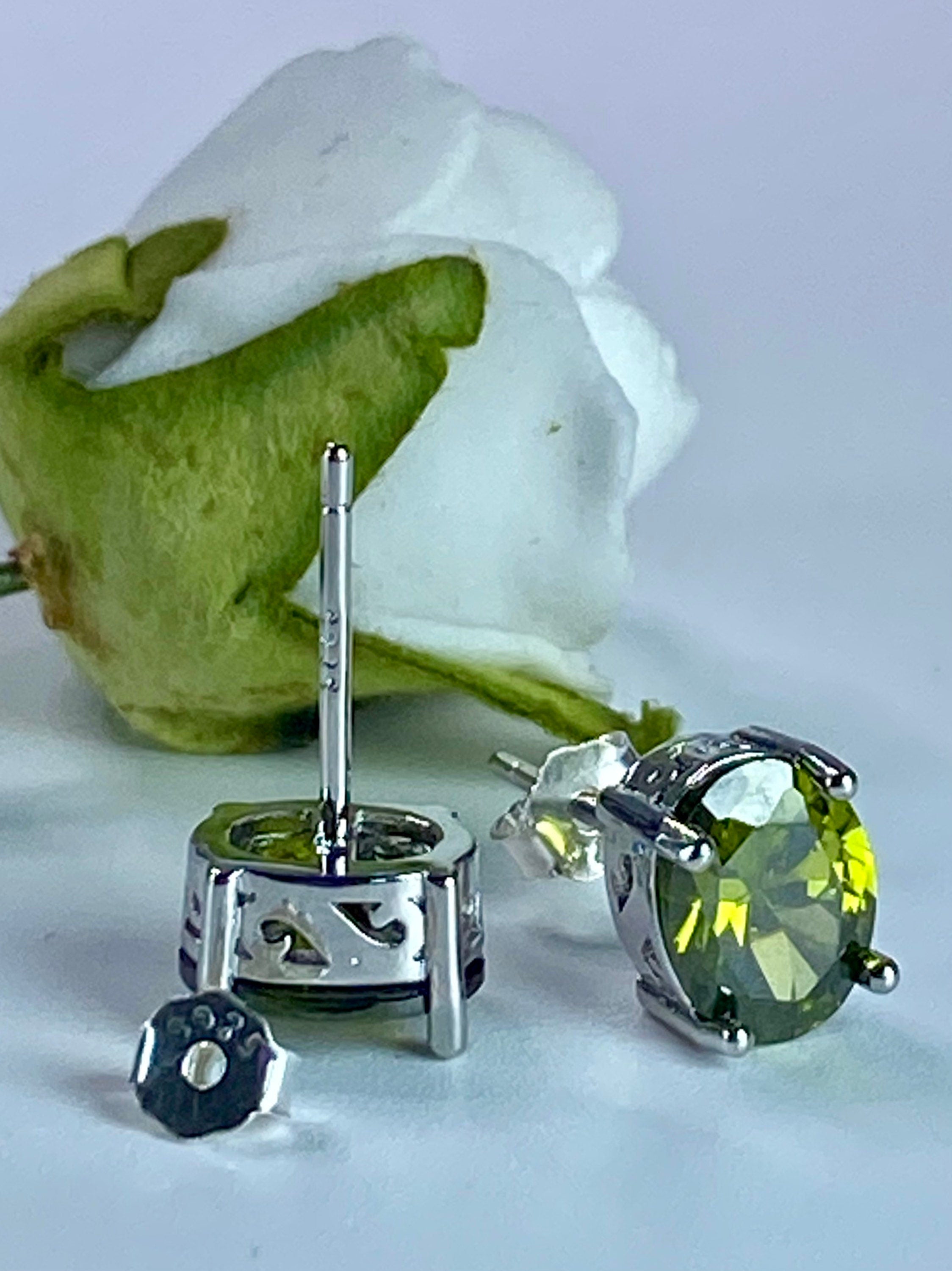Oval Peridot Sterling Silver Stud Earrings