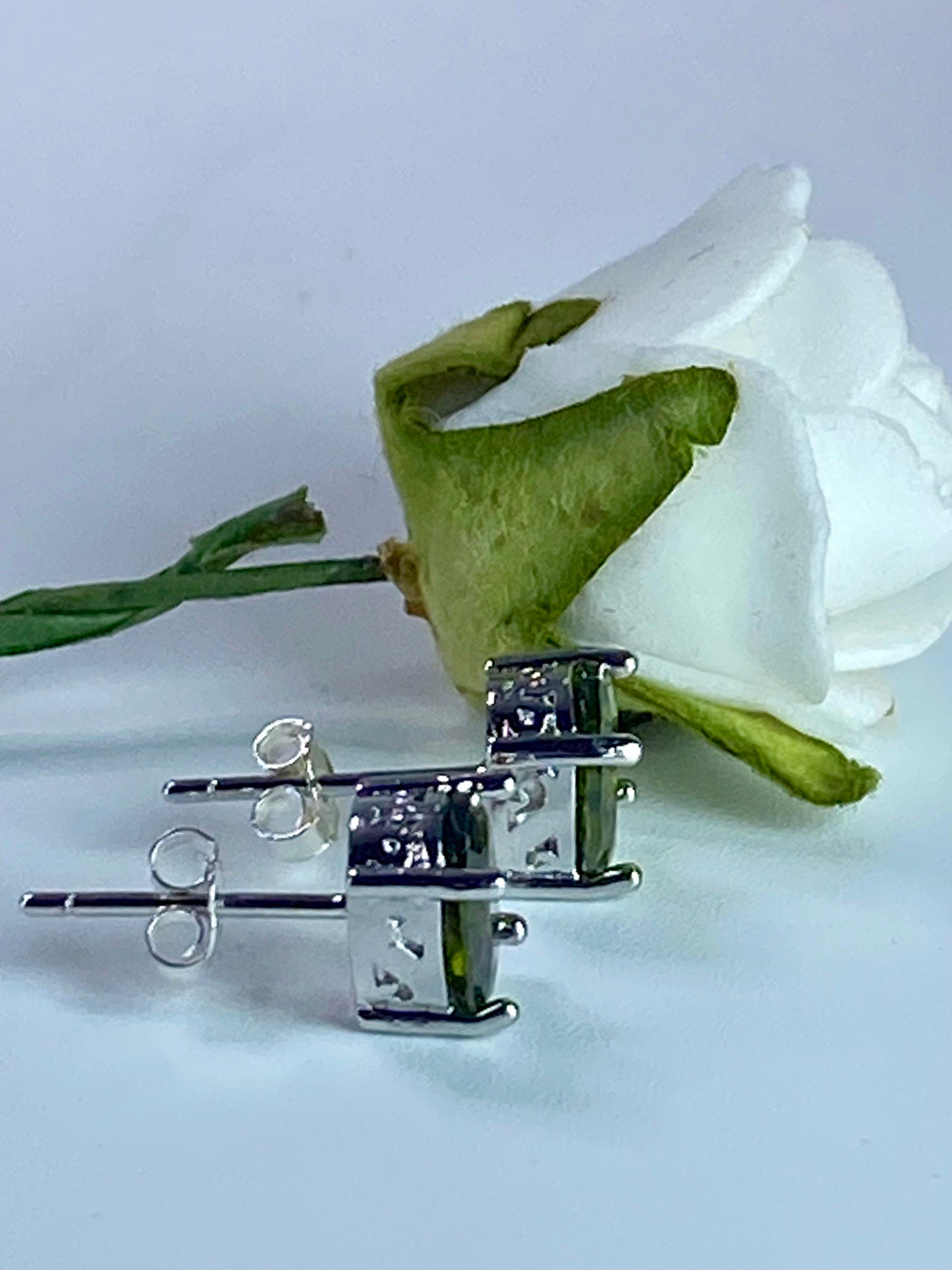 Oval Peridot Sterling Silver Stud Earrings