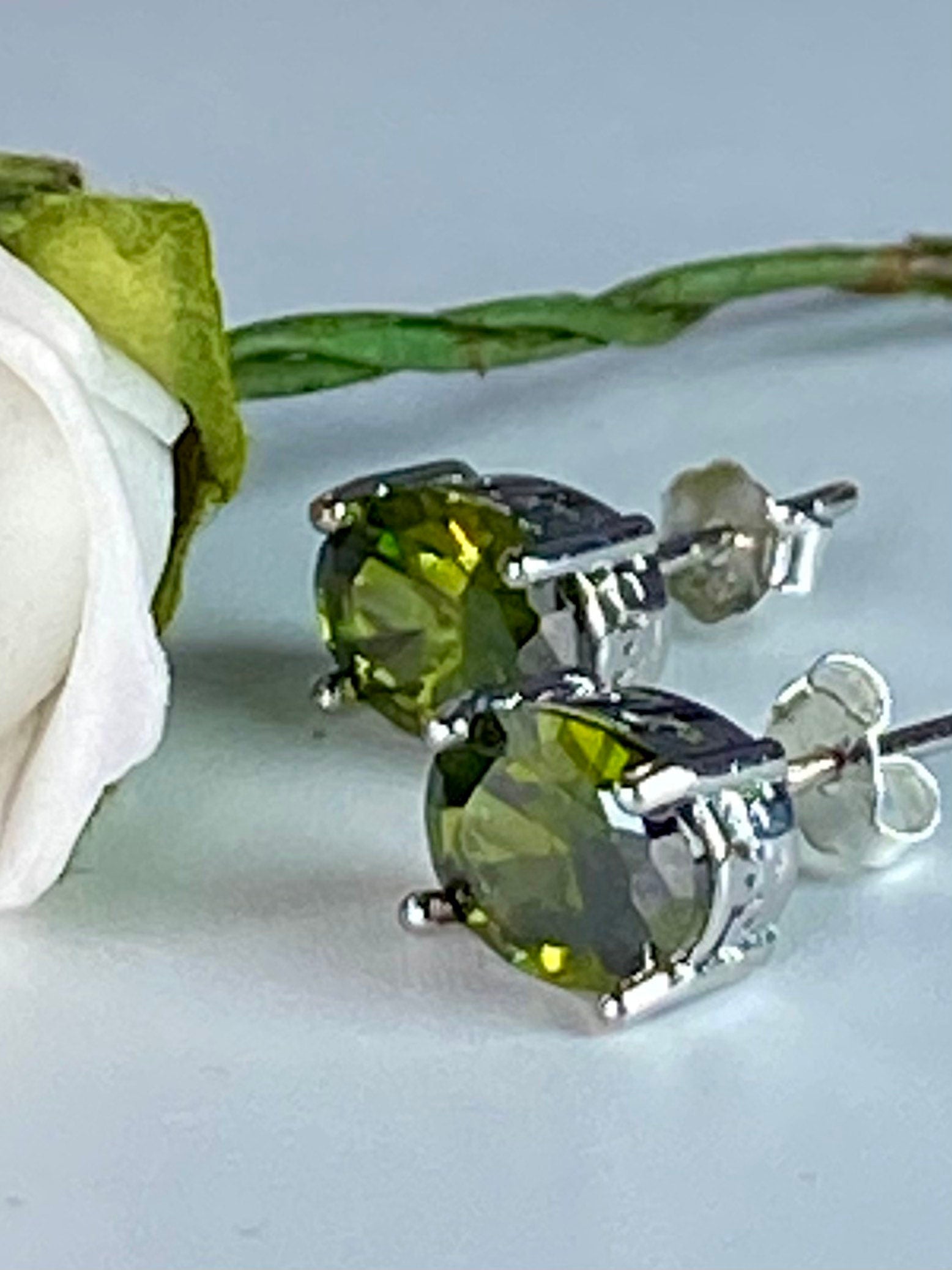 Oval Peridot Sterling Silver Stud Earrings