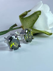 Oval Peridot Sterling Silver Stud Earrings