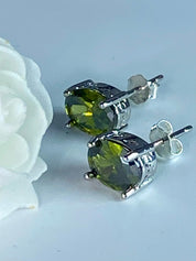 Oval Peridot Sterling Silver Stud Earrings