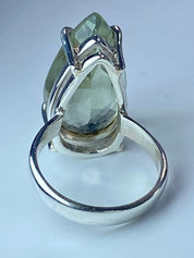 A Large Green Amethyst (Prasiolite ) and Silver Ring