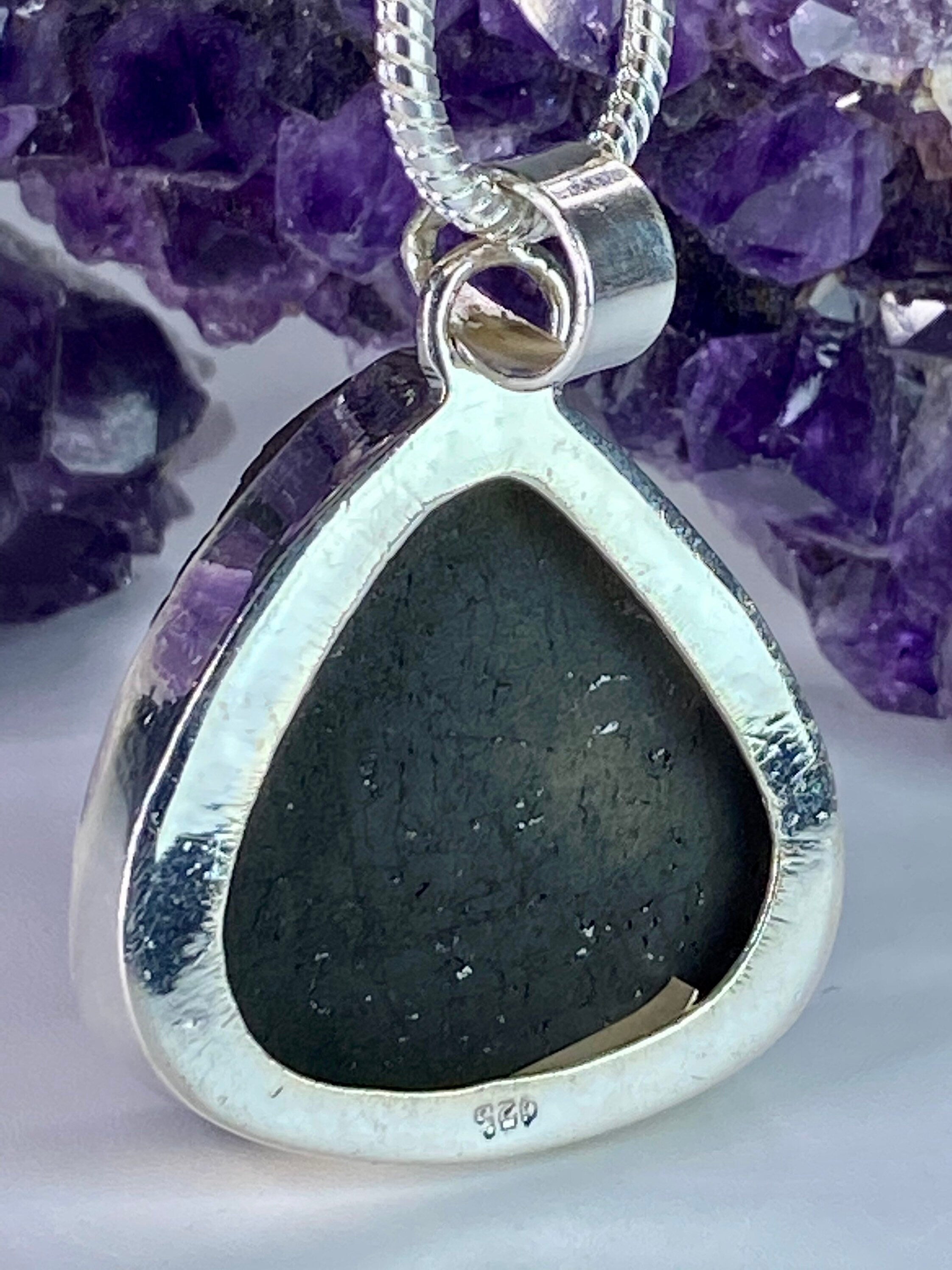 Natural Black Tourmaline and Silver Pendant(F)