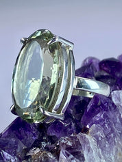 Green Amethyst (Prasiolite) and Silver Ring (M4)