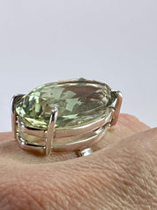 Green Amethyst (Prasiolite) and Silver Ring (M4)