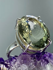 Green Amethyst (Prasiolite) and Silver Ring