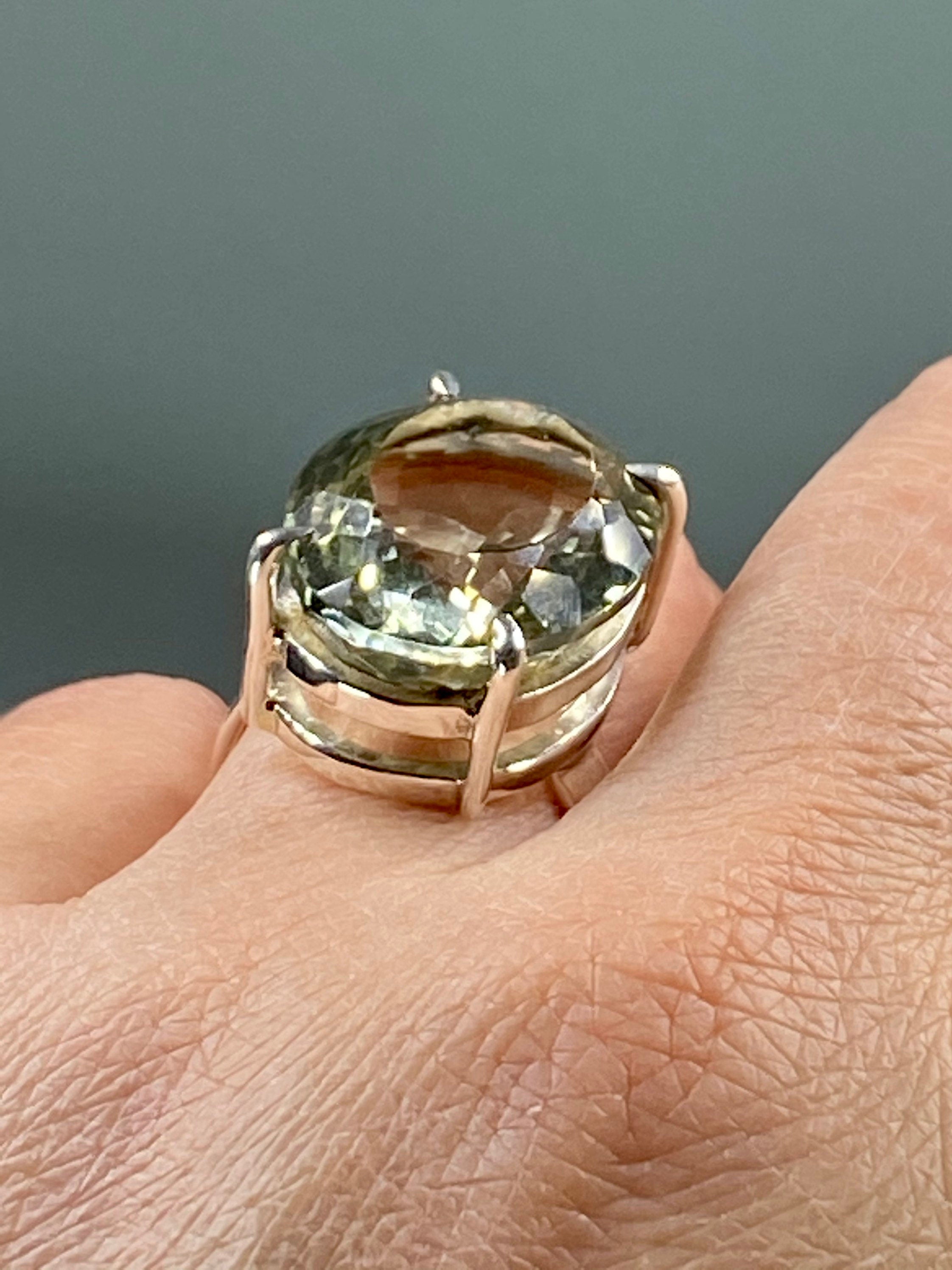Green Amethyst (Prasiolite) and Silver Ring
