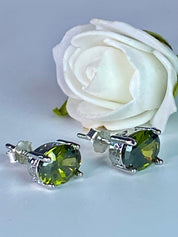 Oval Peridot Sterling Silver Stud Earrings