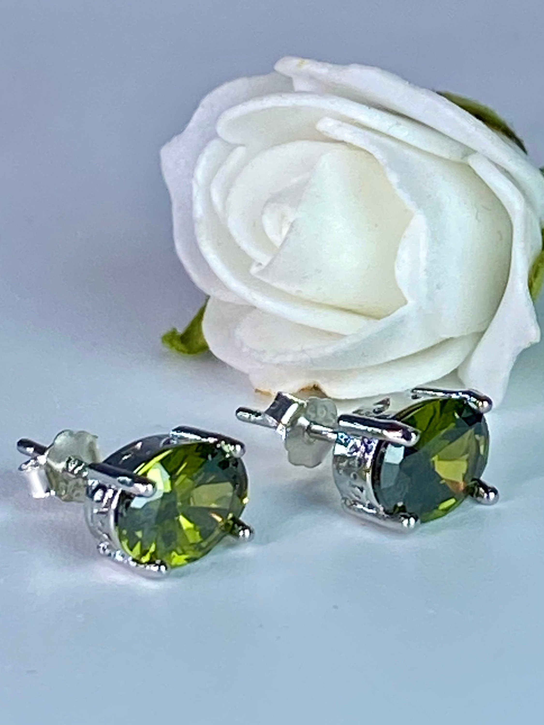Oval Peridot Sterling Silver Stud Earrings