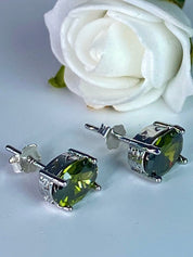 Oval Peridot Sterling Silver Stud Earrings